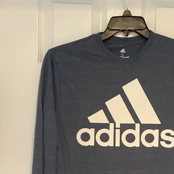 Adidas Blue Long Sleeve Tee with White Logo - Picture 7 of 9